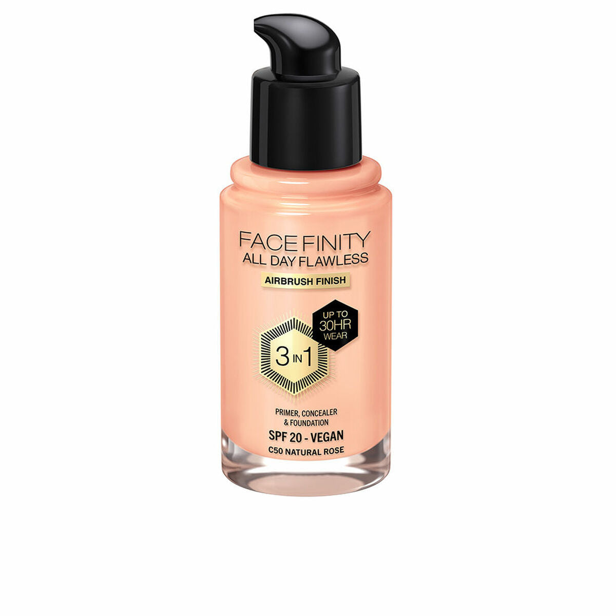 BASEDEMAQUILLAJECREMOSAMAXFACTORFACEFINITYALLDAYFLAWLESS3EN1SPF20NC50NATURALROSE30MLP1